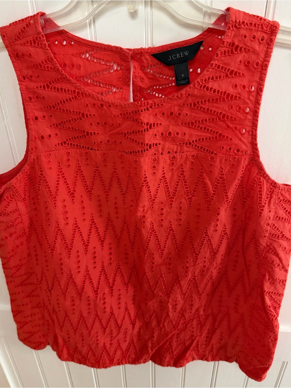 J. Crew Red Eyelet Sleeveless Camisole